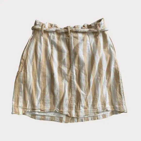 Hollister Ultra High Rise Size Small Paper Bag Skirt Beige White Stripe Lined - Picture 4 of 10